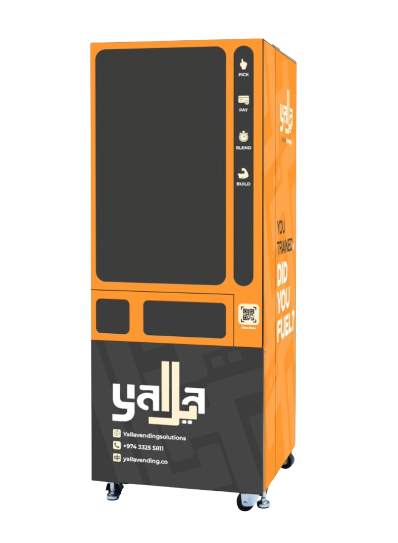Yalla vending machine that blends fresh protein drinks